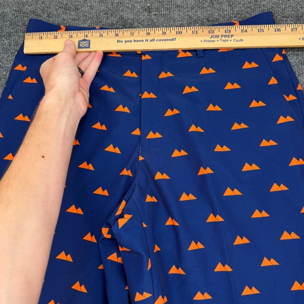Shinesty Pants Men 32x32 Blue Orange Mountain Print Dress Pants Polyester